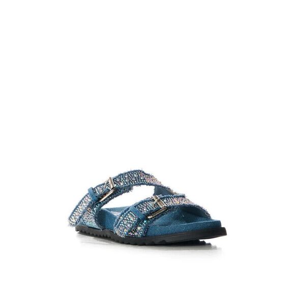 AZALEA WANG AVENTURA DENIM EMBELLISHED SANDAL Size 8 - Picture 4 of 6